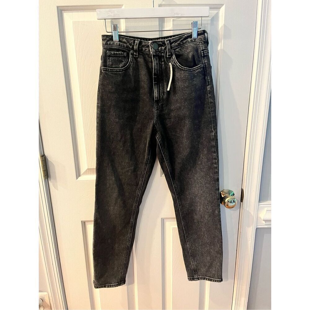 ASOS DENIM Black High Waist Tapered Leg Jeans sz 28/30 NWT